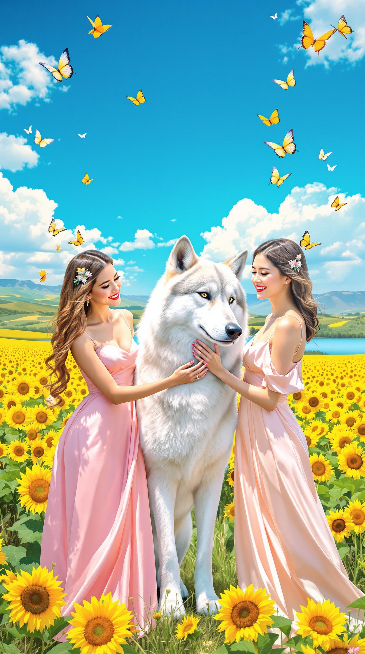 Create an image featuring two women in flowing | NoMoreCopyright