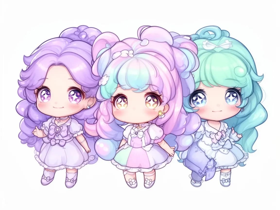 Chibi Star Rounded Pastel Purple Laptop Wallpaper Images | Free AI Generated...