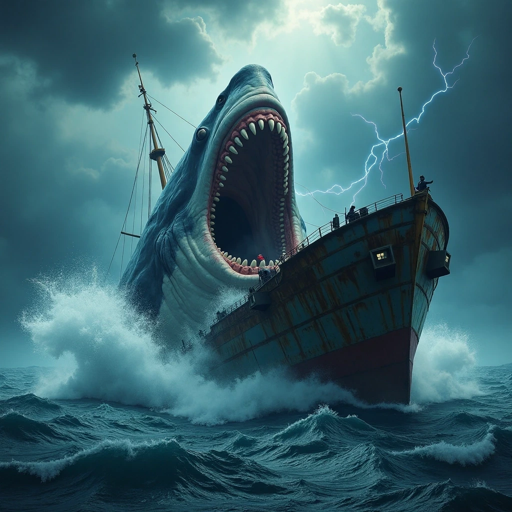 Great White Shark Breaching Wallpaper Images | Free AI Ge...