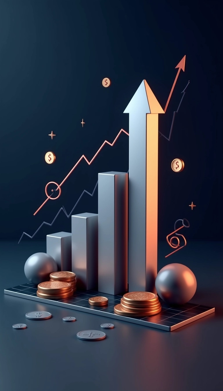 Design a 3D bar graph rising upwards | NoMoreCopyright