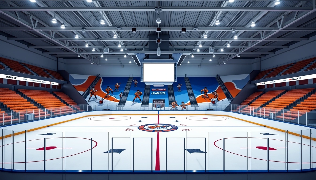 Design a sports arena interior featuring an ice | NoMoreCopyright