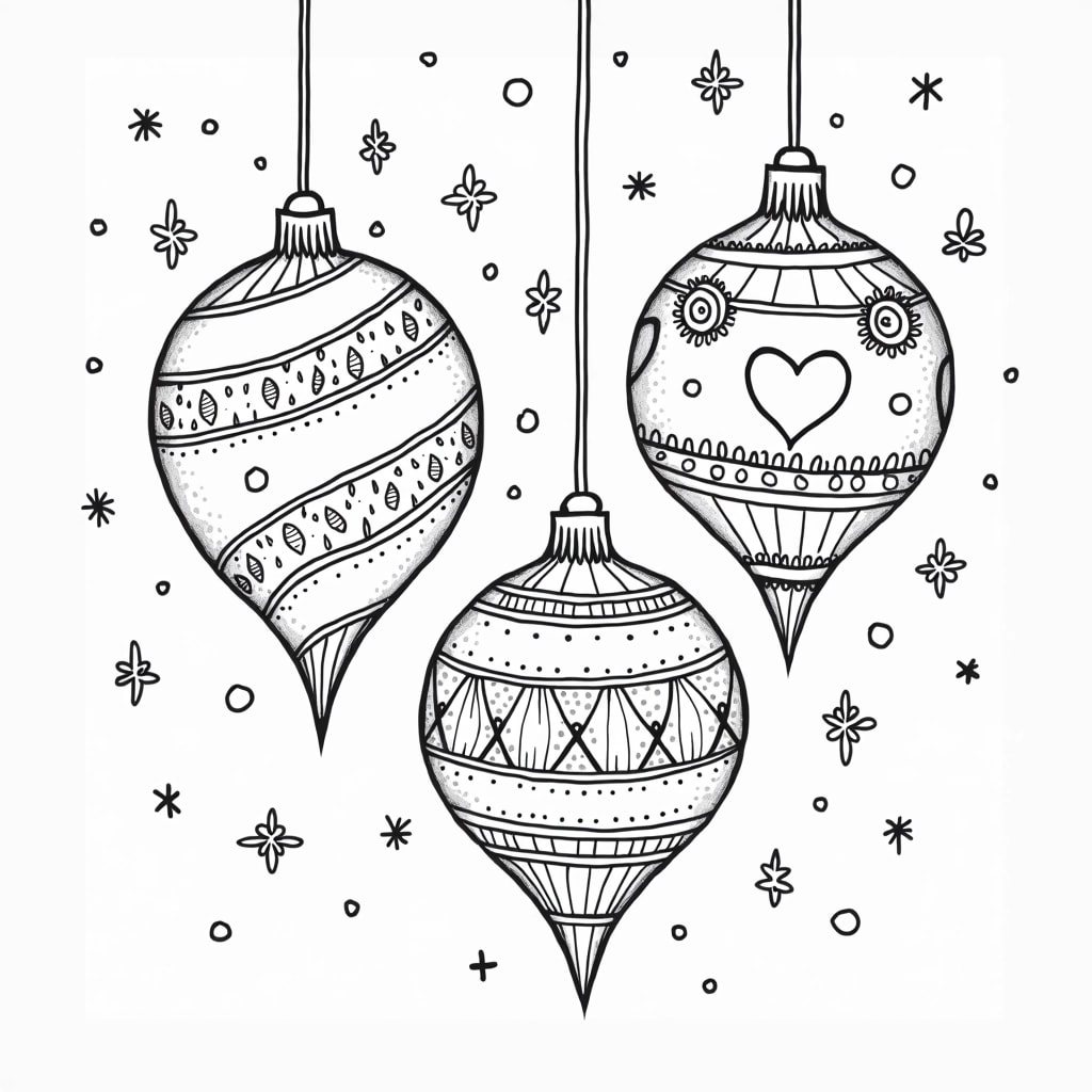 Intermix Drawing Christmas Ornaments Drawing Easy Images | Free AI Generat...