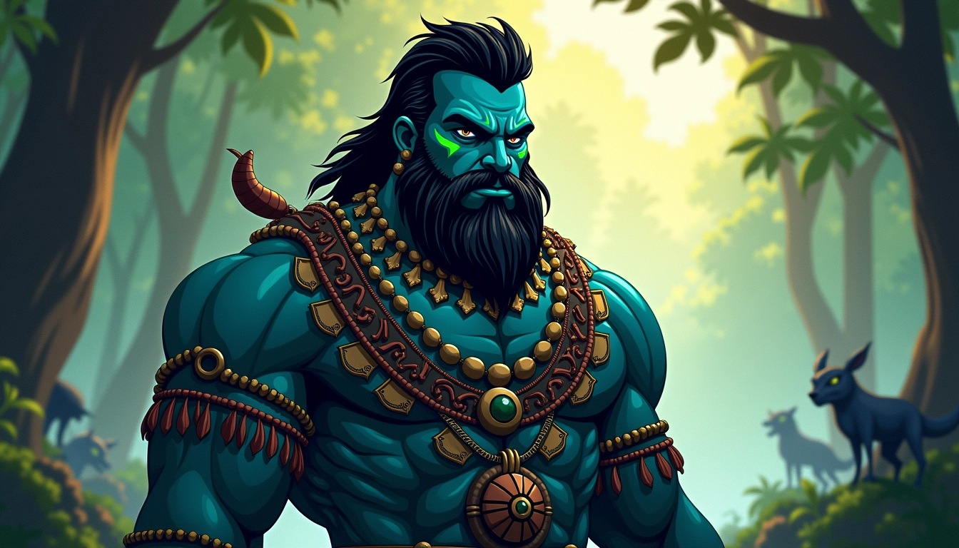 Design a character illustration featuring a strong | NoMoreCopyright
