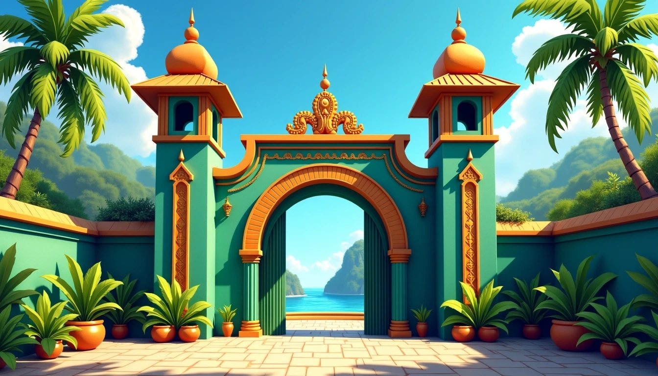 Prompt Design a vibrant entrance gate ins | NoMoreCopyright