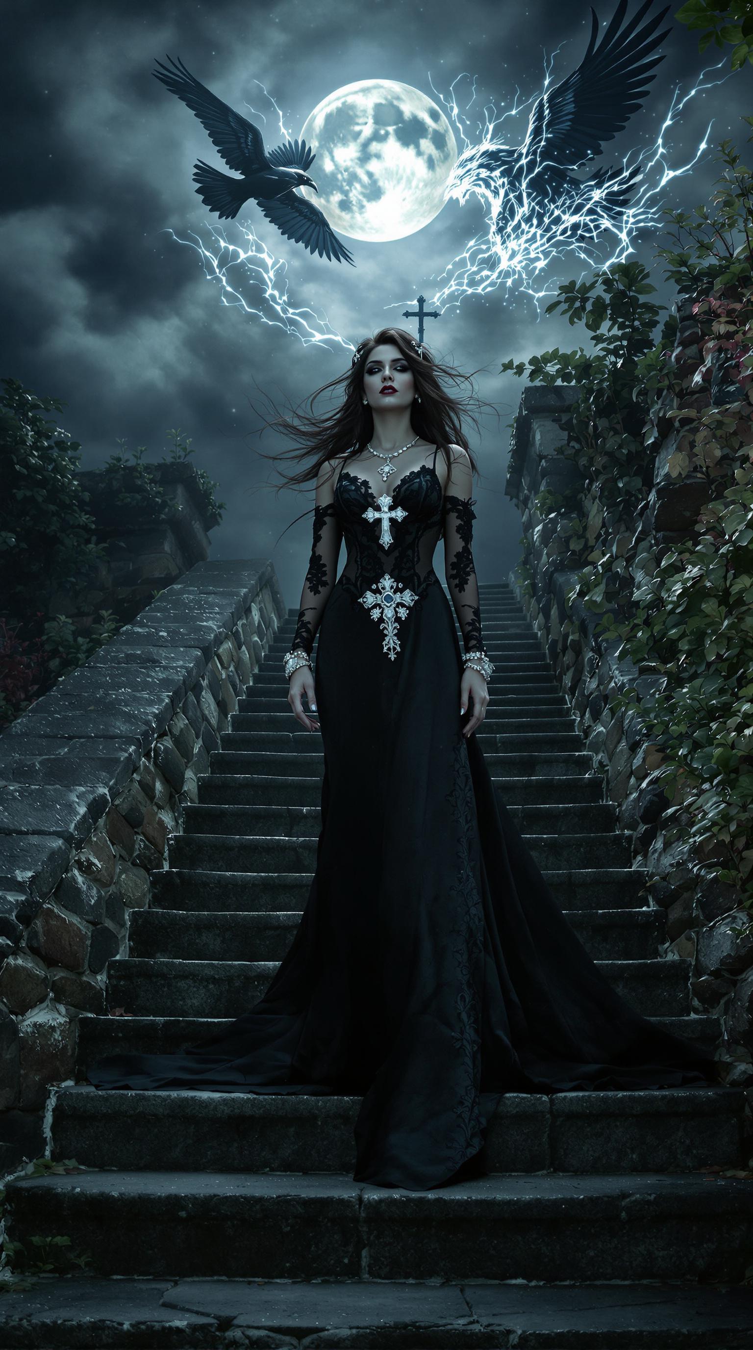 Create a dark fantasy scene featuring a mystica | NoMoreCopyright