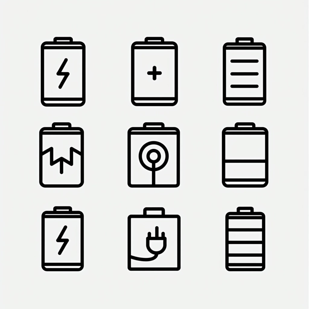 Create a grid of battery icons featuring a mix | NoMoreCopyright