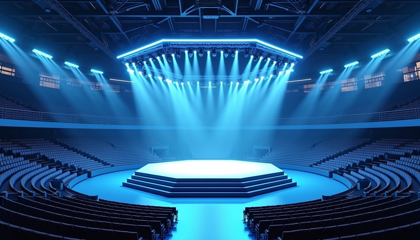 Design a sports arena interior featuring an oct | NoMoreCopyright